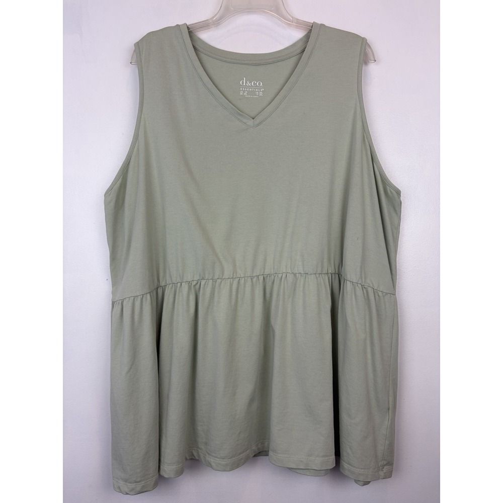 Denim Co Tank Top Womens 2X Shirt Peplum Green Modern Casual Summer Outdoor